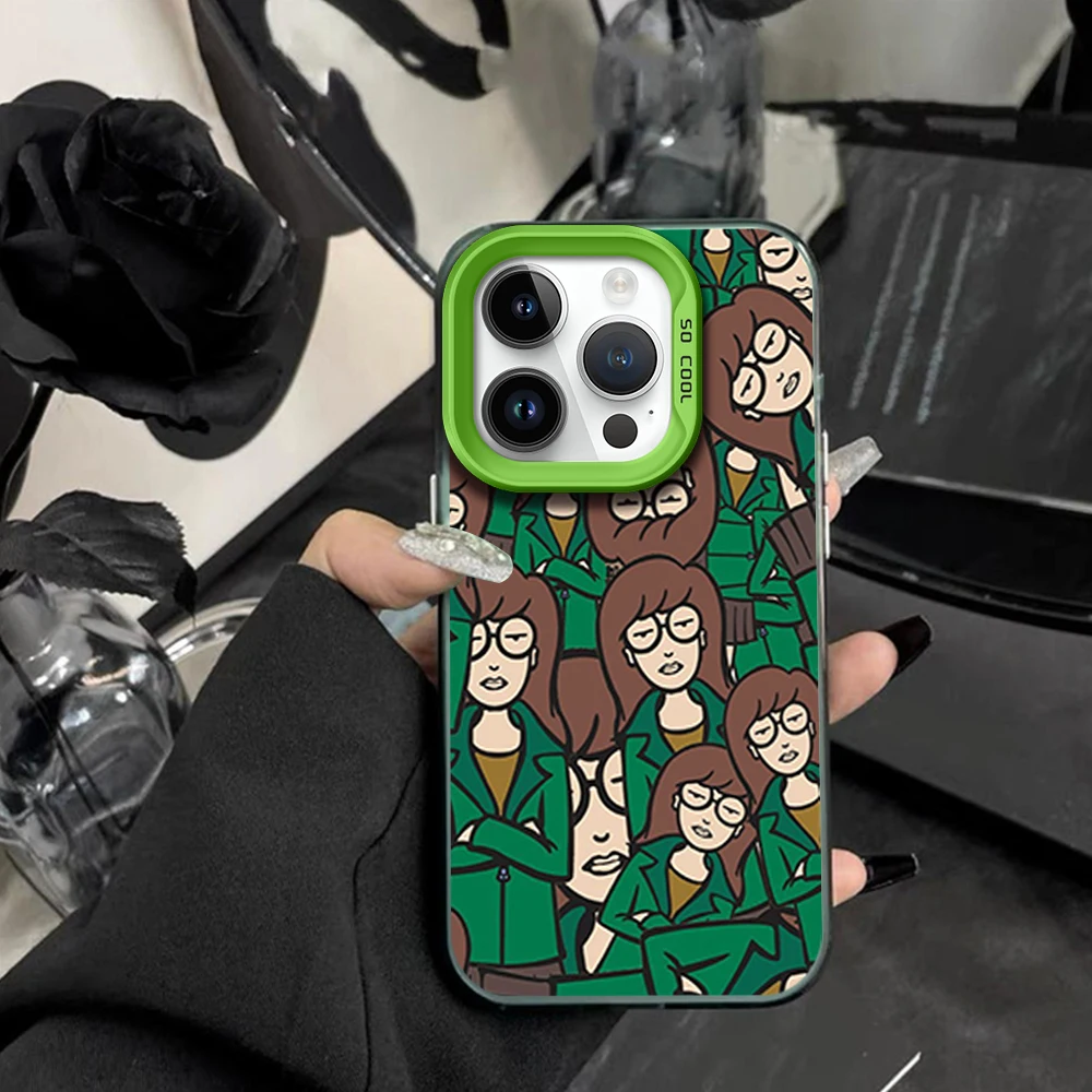 Чехол для телефона с рисунком D-Daria Girl для iPhone 16, 12, 13, 14, 15 Pro Max Plus, цветной гальванический серебристый лазерный корпус IMD