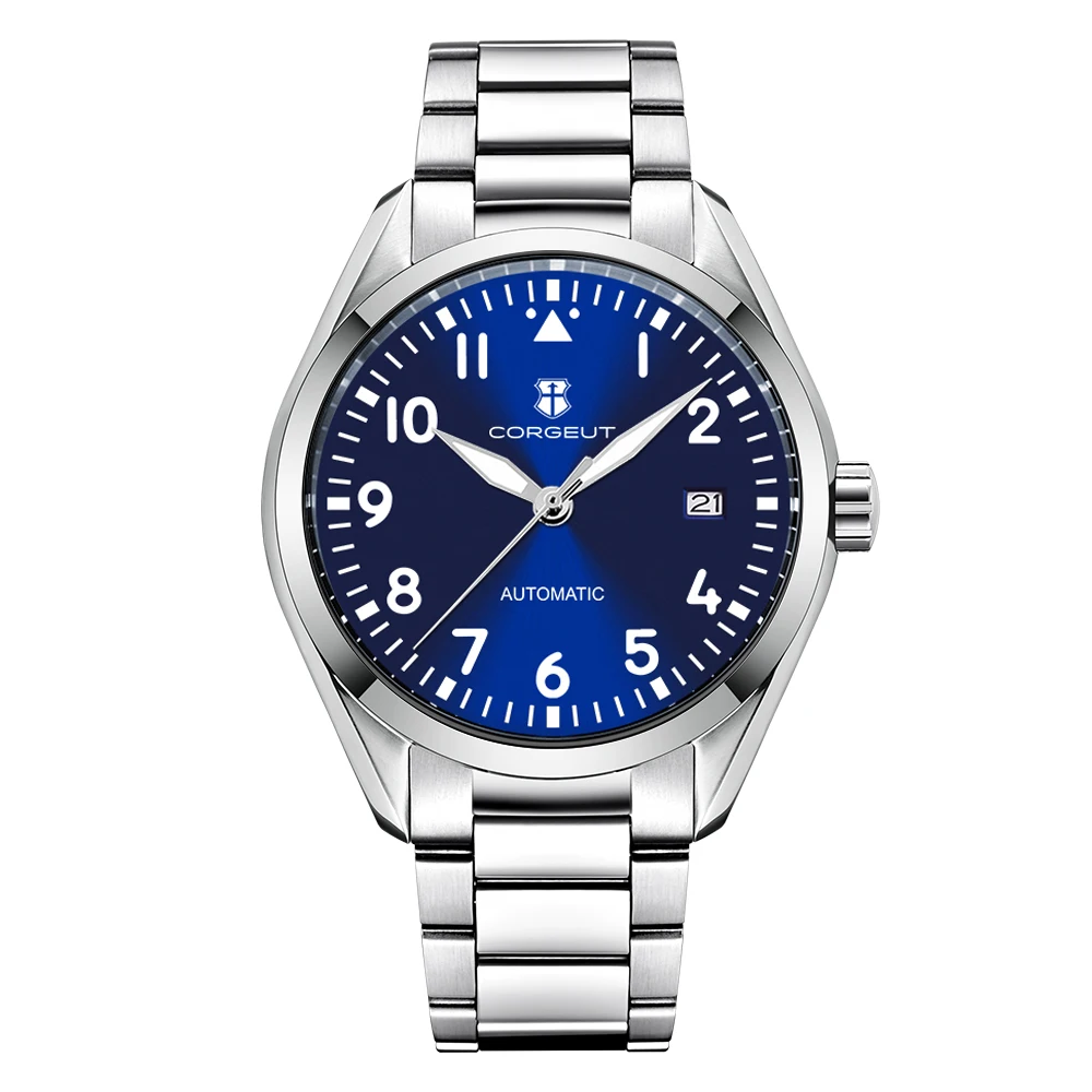 Роскошные мужские часы NH35 Movt Reloj 41 мм, полированный/матовый корпус, автоматические механические наручные часы Miyota, сапфировые мужские часы Corgeut