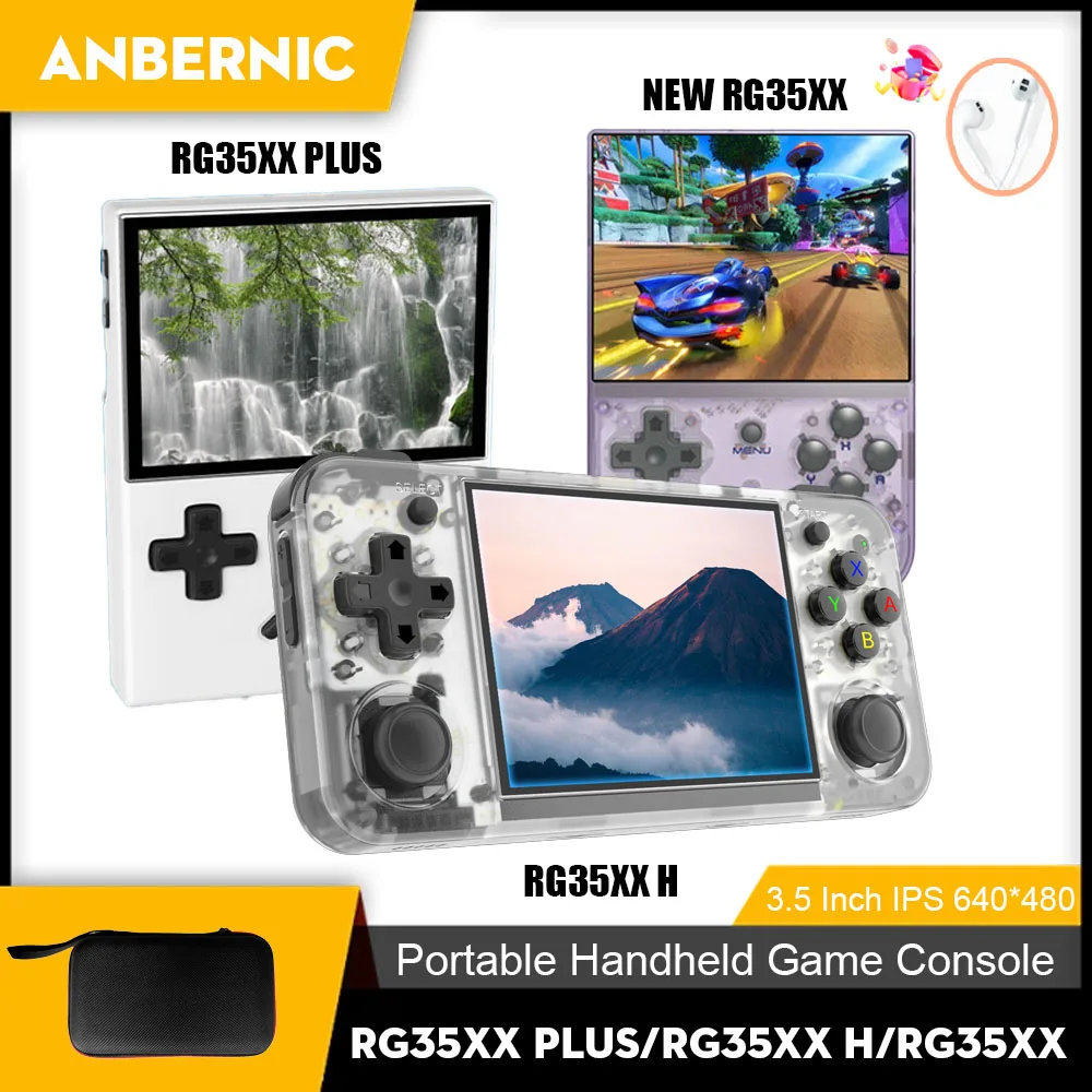 Портативная игровая консоль ANBERNIC RG35XX PLUS/RG35XX H/RG35XX, 3,5 дюйма, IPS экран 640*480, подарки