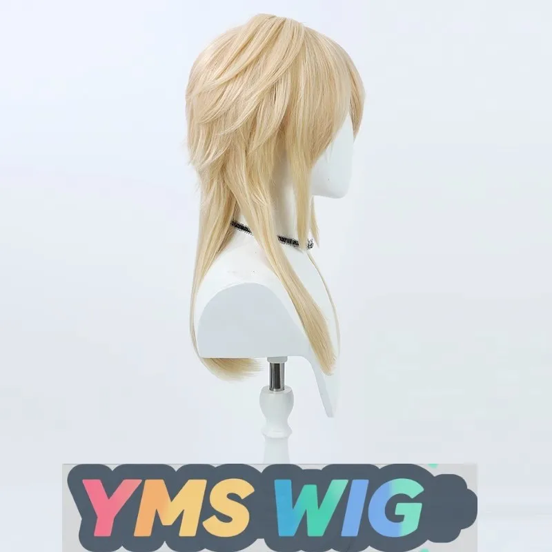 Фото 【YMS WIG】Травитель во времени и космосе Лу Чэнь, парик для косплея, желто-оранжевый, реалистичный, для кожи головы, длинный волчий хвост №2