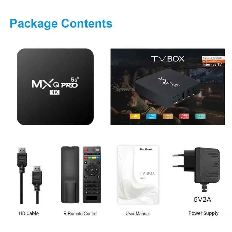 MXQ-PRO 5G TV Box 4K HD Android 10.0 Smart TV Box 2,45G Dual-WIFI 3D-видео медиаплеер Домашний кинотеатр ТВ-приставка (art.: 3920ca2326e04) - 3920ca2326e04