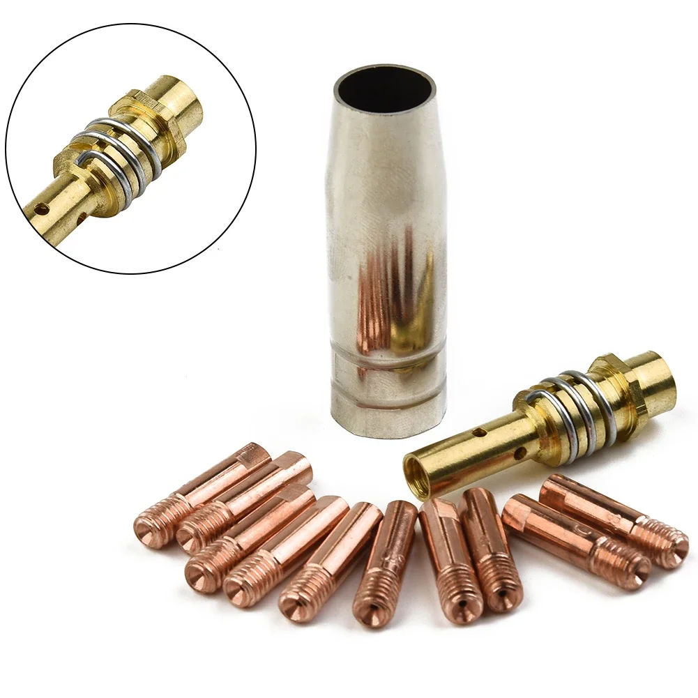 12 sztuk/zestaw MB 15AK MIG/MAG końcówki kontaktowe spawalnicze 0.8x25mm M6 uchwyt końcówki dyszy gazowej uchwyt końcówki do Rilon do materiałów spawalniczych Riland