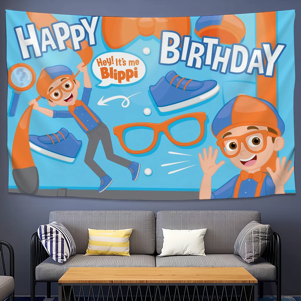Фото Мультяшный флаг B-Blippi для кемпинга, бара, пикника, вечеринки, украшения дома, баннер №5