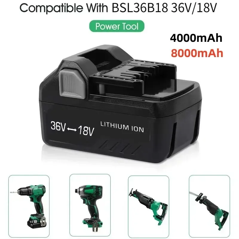 Обновление 2023 года, 8000 мАч для Hitachi BSL36A18 BSL1815X BSL1815 BSL1820 BSL1825 BSL1830 BSL1840 BSL1850, аккумулятор для электроинструмента