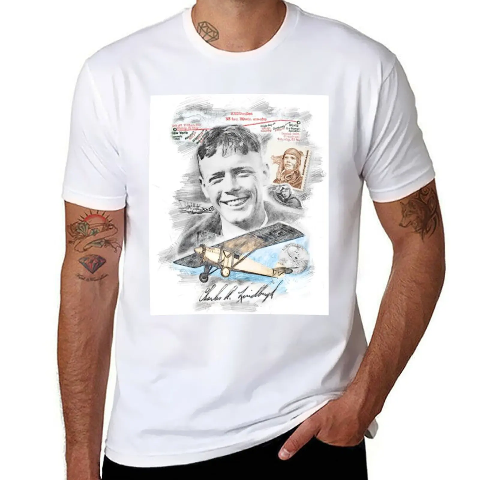 Футболка Charles Lindbergh, персонализированная футболка, мужская роскошная футболка