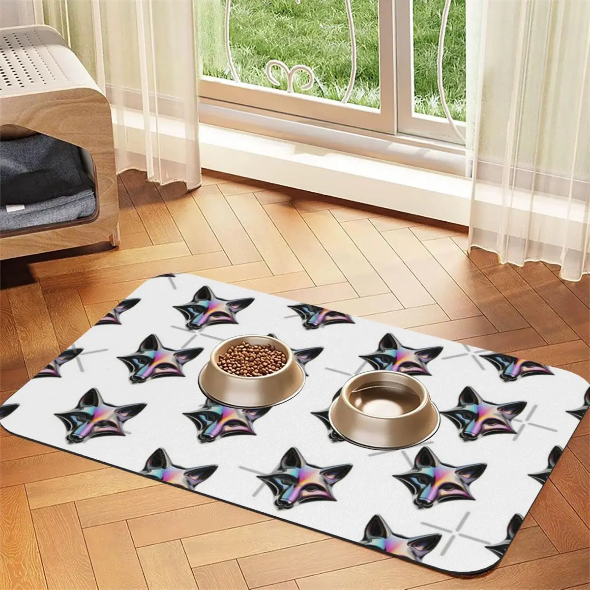 Голографический 3d портрет лисы, Render Illustration DOG BED CAT LITTER BOX, впитывающий кожаный нескользящий коврик для домашних животных