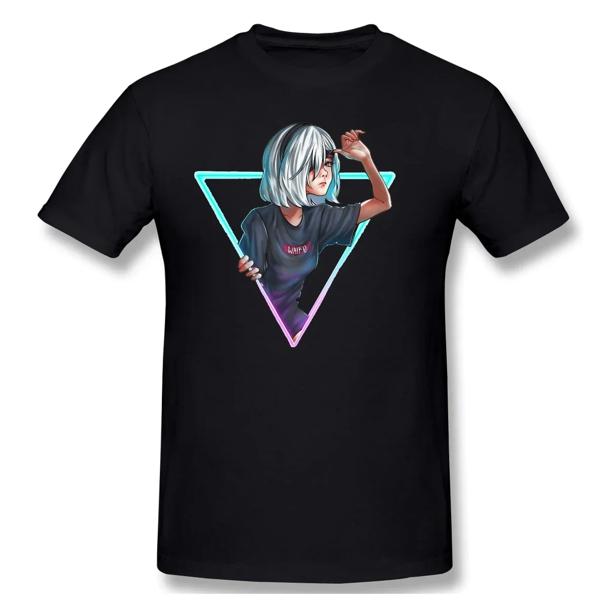 NieR Automata 2B Waifu Design Мужская футболка Большая распродажа Футболки из чистого хлопка большого размера Футболка Harajuku