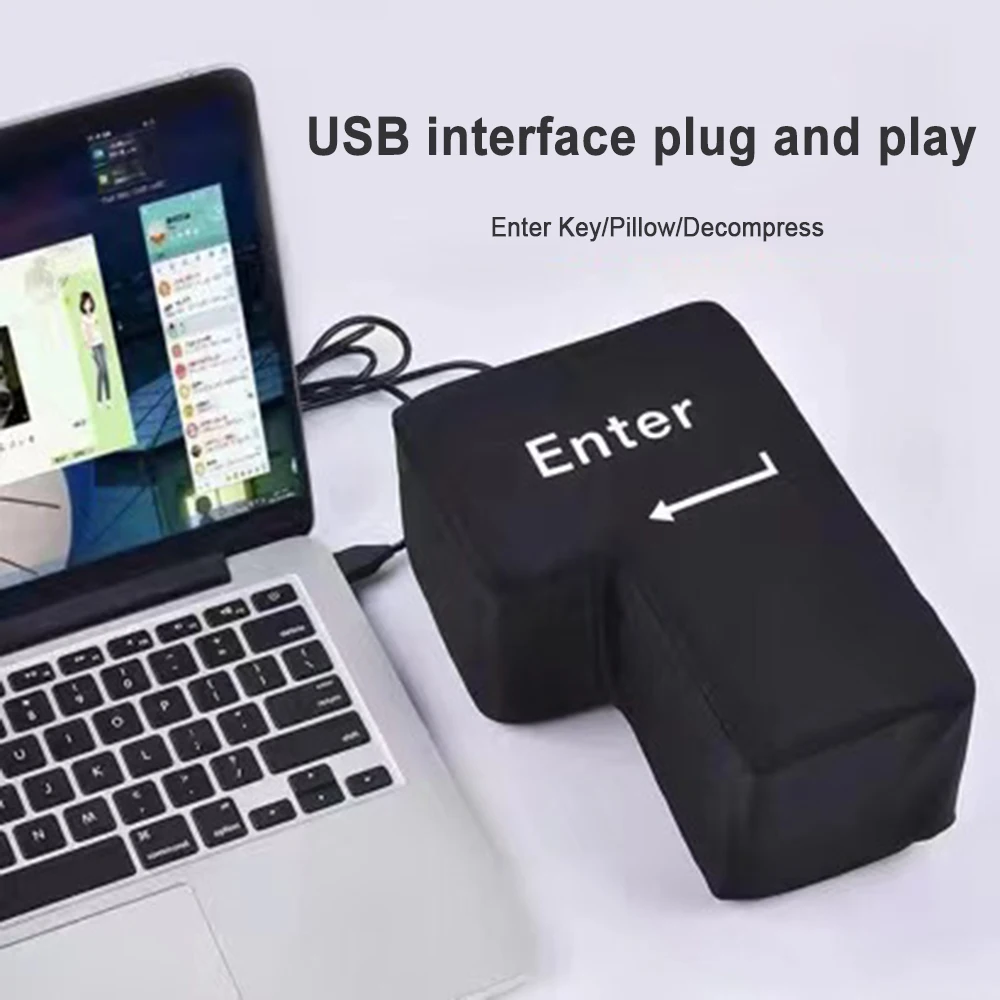 Большая USB-подушка с кнопкой ввода, мягкая регулируемая подушка для офиса, подушка для снятия стресса, игрушка для снятия стресса, кнопка ввода