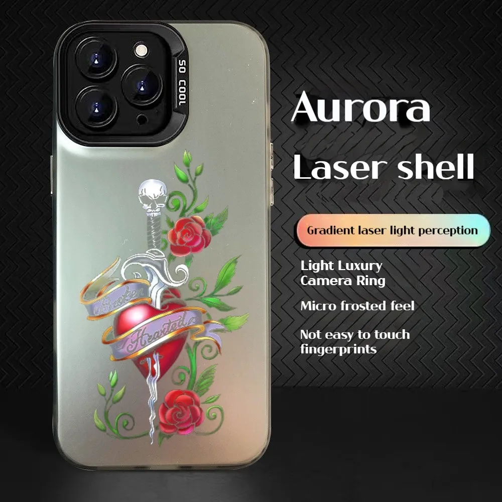 Фото E-Ed H-Hardy Fashion Роскошный чехол для телефона для IPhone 16 Pro Max 15 14 13 12 XS Plus 11, модный матовый чехол с лазерным градиентом Aurora Shockpr №4