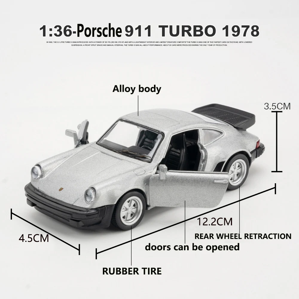 Фото Porsche Turbo Масштаб 1/36 Литая Под Давлением Модель Автомобиля Ретро Гоночный Автомобиль Металлический Корпус С Механизмом ... №4