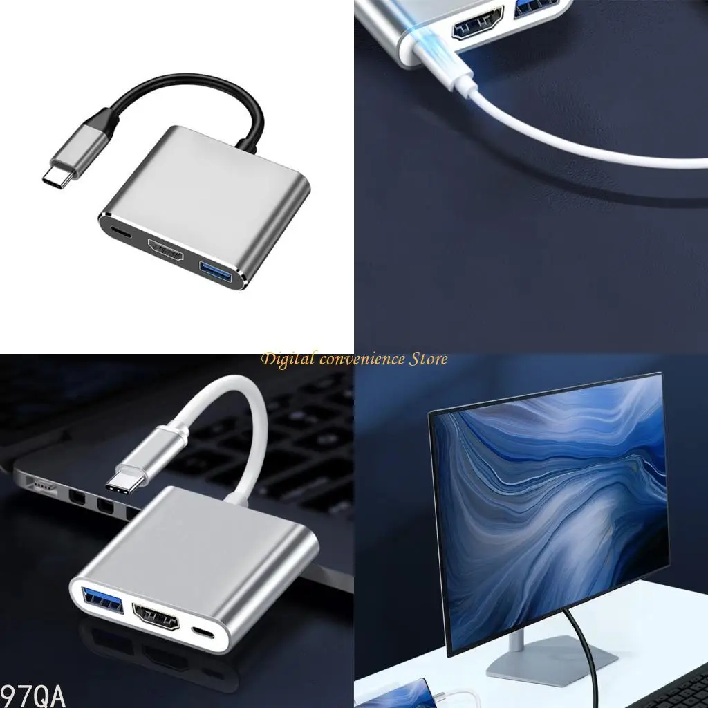 97qa USB C до HDMIS Hubs с 100 Вт быстрой зарядки USB3.0 5 Гбит / с. Скорость передачи данных 4 K Дисплей для таблеток для