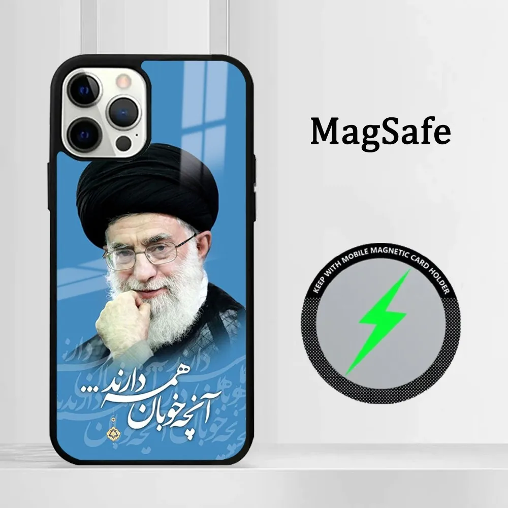 Фото Iran's Supreme Leader Ali Khamenei Phone Case For IPhone 16 15 14 13 12 11 Pro Max Plus Mini Magsafe Mirror Wireless Magnetic Co №2