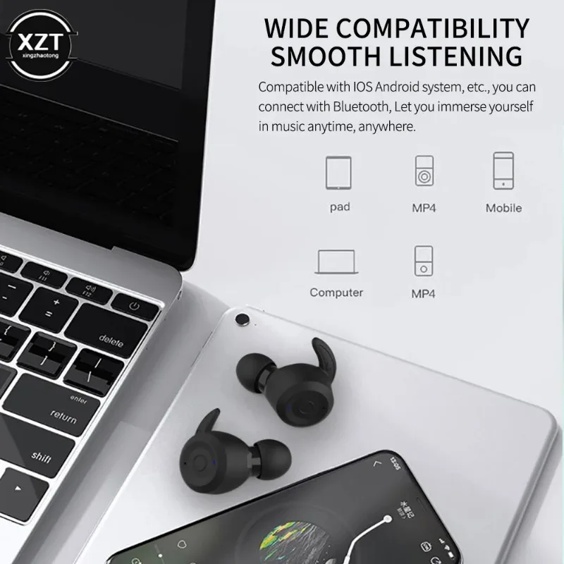 Фото TWS Bluetooth 5.0 Наушники с крючком Беспроводная гарнитура Зарядное устройство Стерео Музыка Спорт IPX6 Водонепроницаемые наушники с микрофоном №4