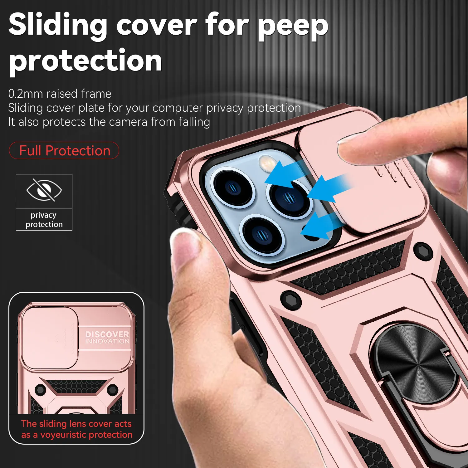 Фото Армейский ударопрочный чехол с нажимным окошком для iPhone14 13 12 11 Pro Max X XR XS 7 8 Plus с магнитным кольцом-держателем военный прочный Чехол №3