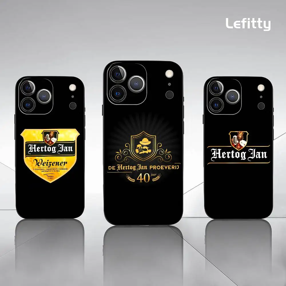 Чехол для телефона Famous Beer H-Hertog J-Jan для iPhone 17, 16, 15, 14, 13, 12, 11 Pro Max Plus, мини-черный матовый мягкий чехол Funda
