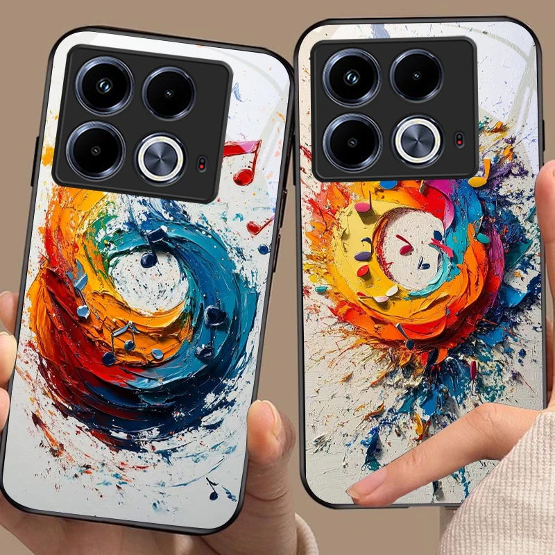 Фото Цветные музыкальные символы для Infinix Note 40 4G 30i Note12 96 Smart 8 Hot 9 Play Hot10 11S 12 20i 50 Pro Plus 5G стеклянный чехол для телефона №4