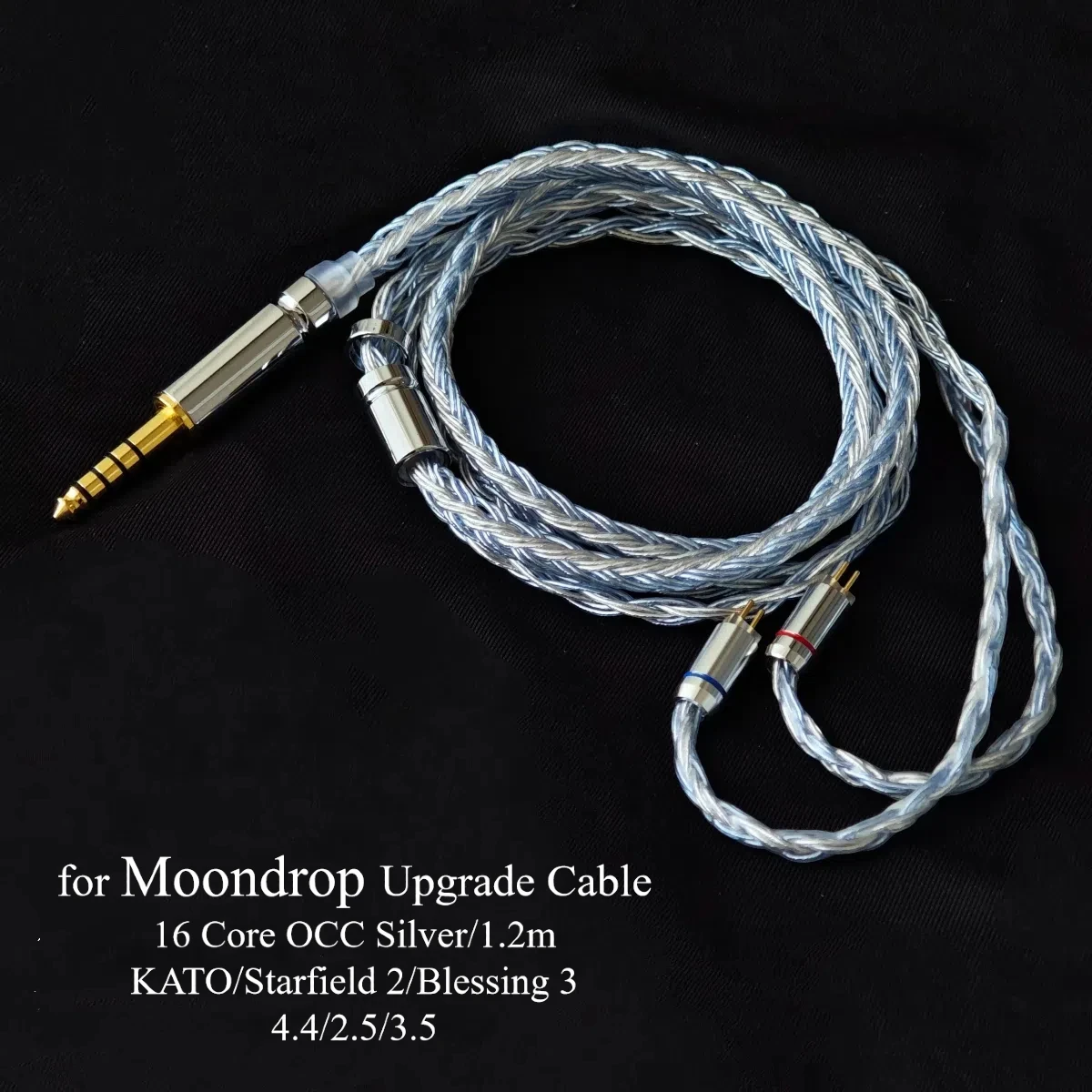 Сменный кабель Moondrop KATO/Starfield 2/Blessing 3, 16-жильный посеребренный Hi-Fi-шнур OCC, 3,5 мм, с дизайном без запутывания