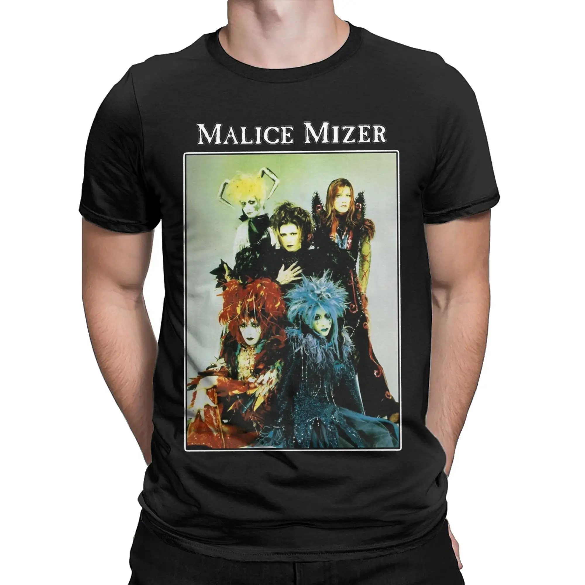 Фото MALICE MIZER Merveilles Era Band T Shirt Men Pure Cotton Vintage T-Shirt Crew Neck  Tees Short Sleeve Clothing Printed №4