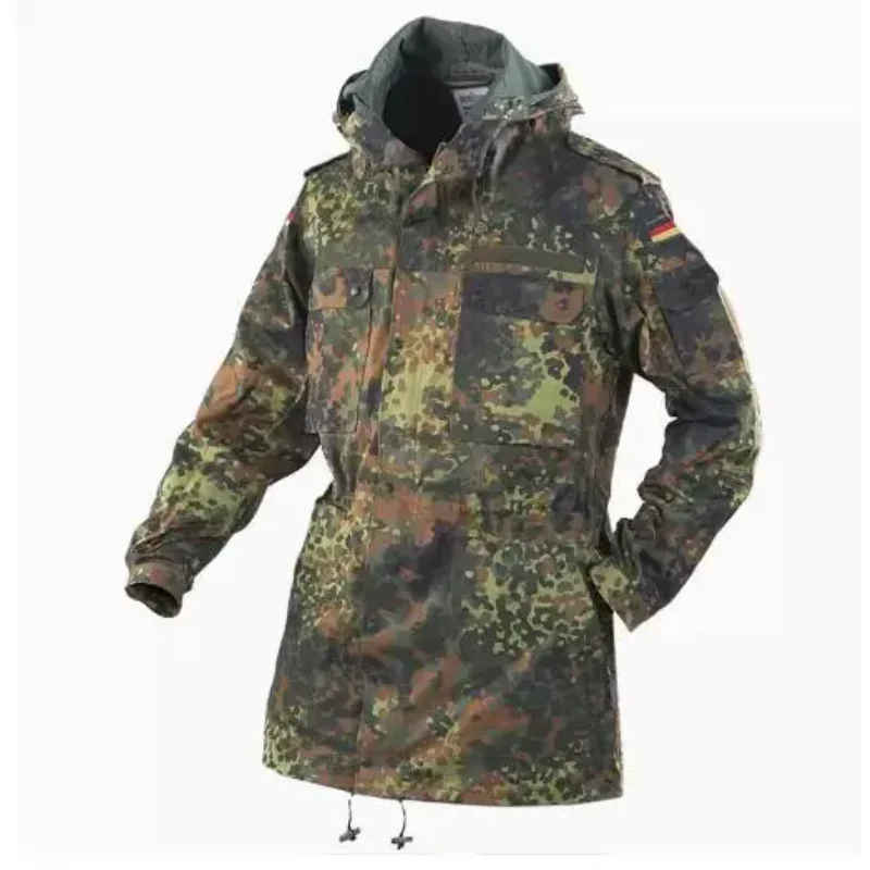 Немецкая камуфляжная парка Flecktarn, мужская куртка в джунглях, зеленое пальто