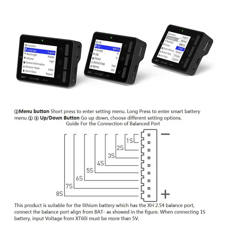 ISDT BattGo BG-8S Smart Battery Checker 2,4 IPS ЖК-дисплей Цифровая емкость аккумулятора Checke для LiHvLiPoLiFe и т. д. (art.: 3920cd6366005) - 3920cd6366005