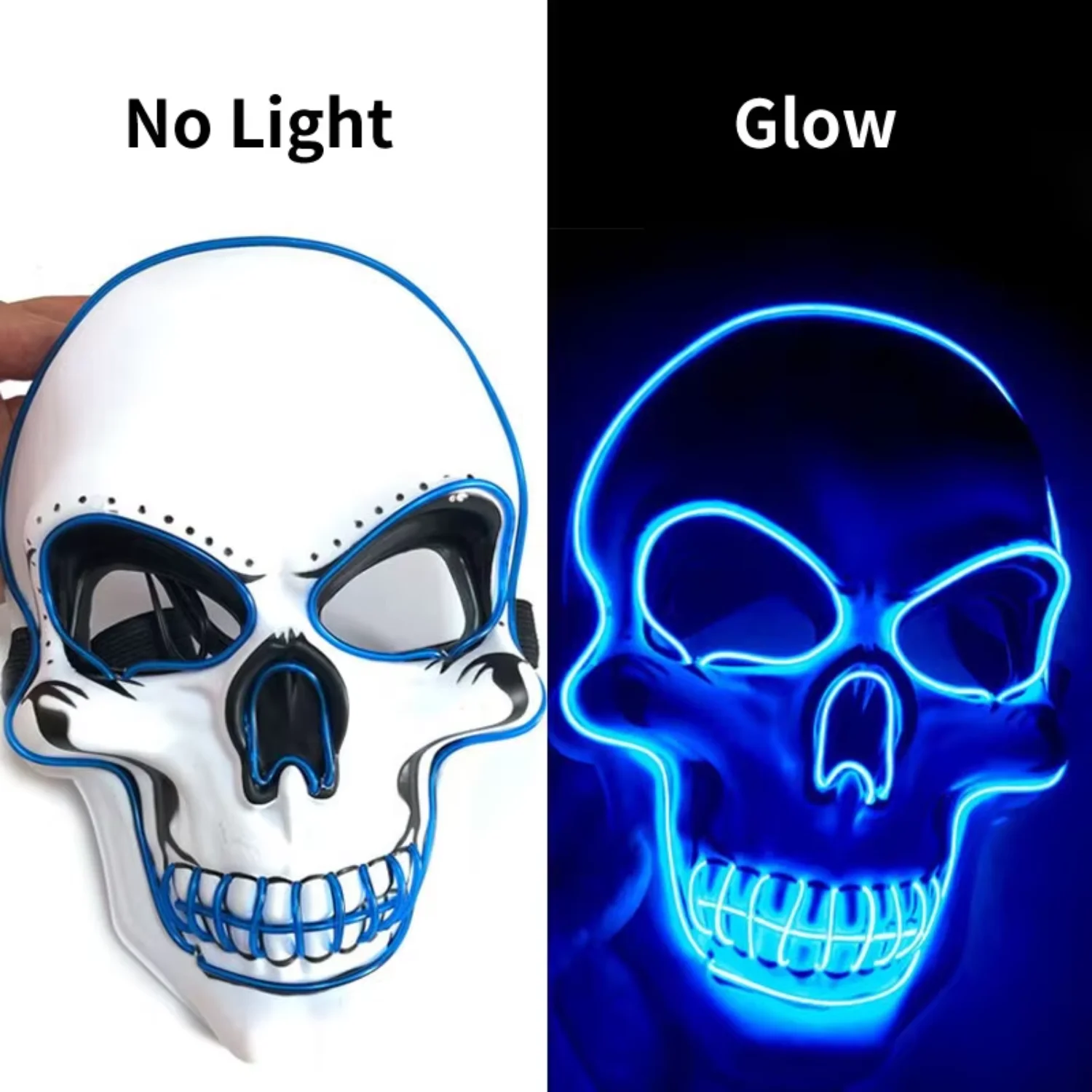 Halloween Party LED Flash Mask Light Up Mask Scary Face Mask Halloween Cosplay Costume Supplies Kids Adult Festival Gift