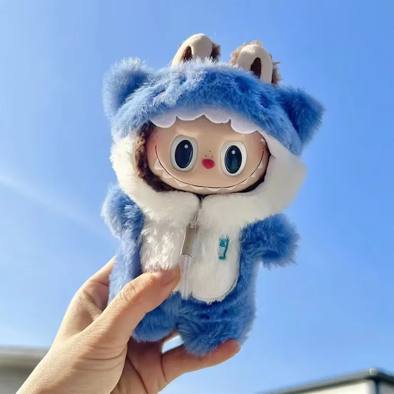 Kawaii комбинезон с изображением акулы для мини-куклы 17 см, милая плюшевая кукольная одежда, наряд Labubu ldol, аксессуары для одежды для кукол