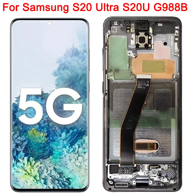 Оригинальный сенсорный ЖК-экран для Samsung Galaxy S20 Ultra с рамкой 6,9 дюйма G988B/DS G988B G988F