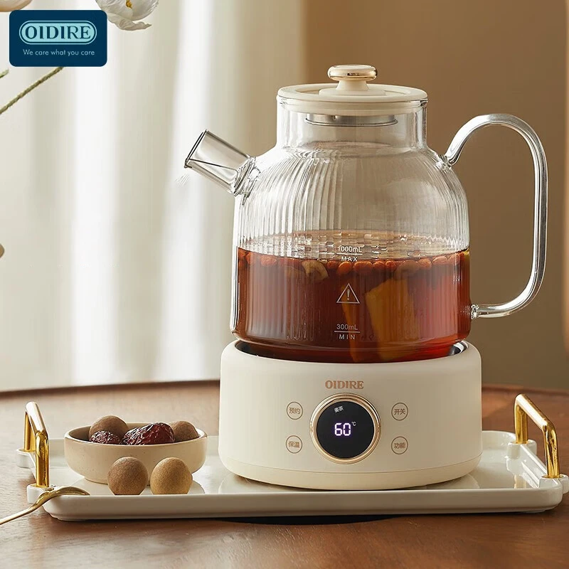OIDIRE Электрический чайник Health Kettle 1000 мл Стеклянный чайник Многофункциональный кипяток Тушеная вода Десертный суп Фруктовый чай