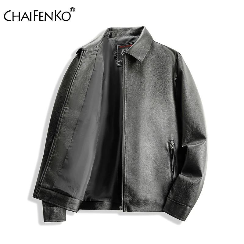 Autumn Winter Man Thickening Leather Jackets Simplicity Retro Style Leisure Big Pocket Tops New Windproof Flip Collar Man Coats
