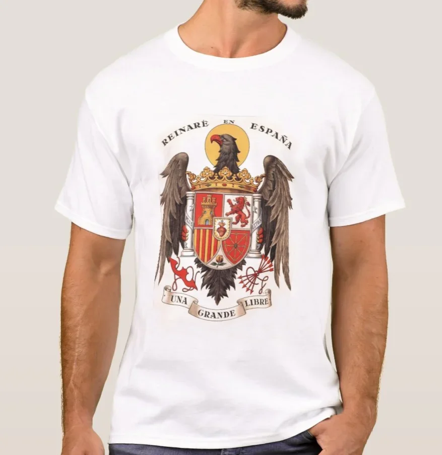 Испанская императорская футболка San Juan Eagle с гербом и графикой, 100% хлопок, с круглым вырезом и коротким рукавом, летняя повседневная мужская футболка