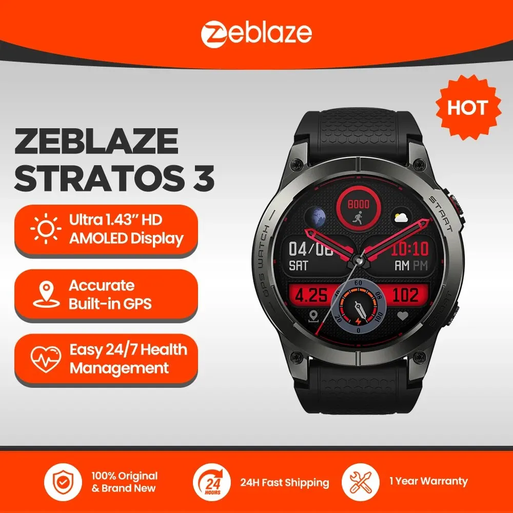 Смарт-часы Zeblaze Stratos 3, GPS, Bluetooth
