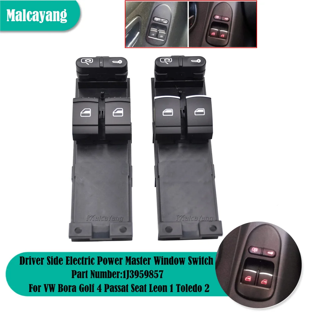 Переключатель Стеклоподъемника 1J3959857 для VW Bora Golf 4 Passat 3B/3BG Seat Leon 1 1M1/1P1 Toledo 2 1M2/5P2
