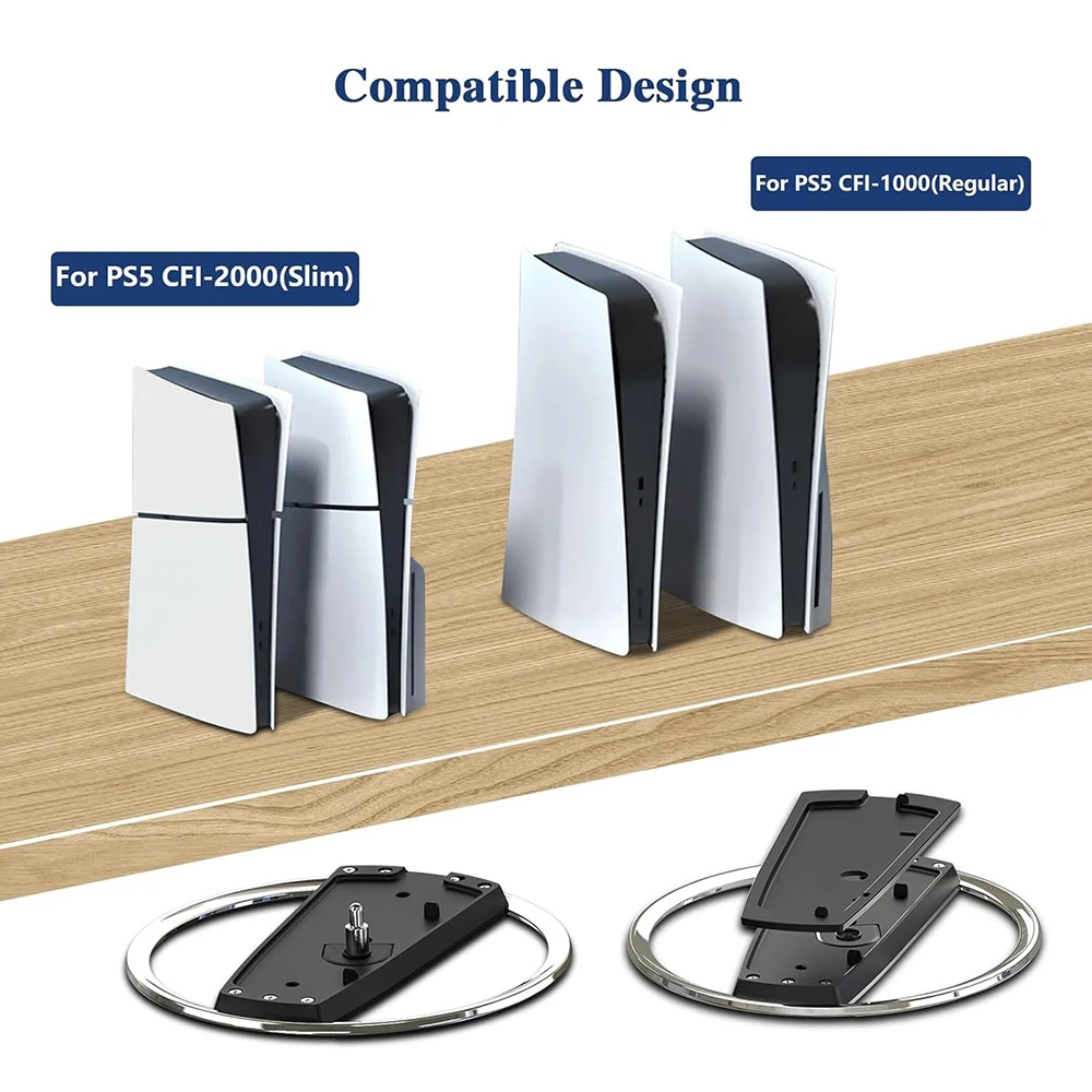 Фото Портативная металлическая вертикальная подставка для PS5 и PS5, тонкая версия цифрового диска, противоскользящий держатель для игровой консоли Playstation 5, №2