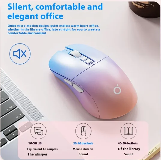 Фото Беспроводная Bluetooth-мышь EWEADN G309 для ПК, игр, офиса, бесшумная, градиентный дизайн, длительный срок службы батареи, аксессуары для ноутбука, эргономичная мышь №2