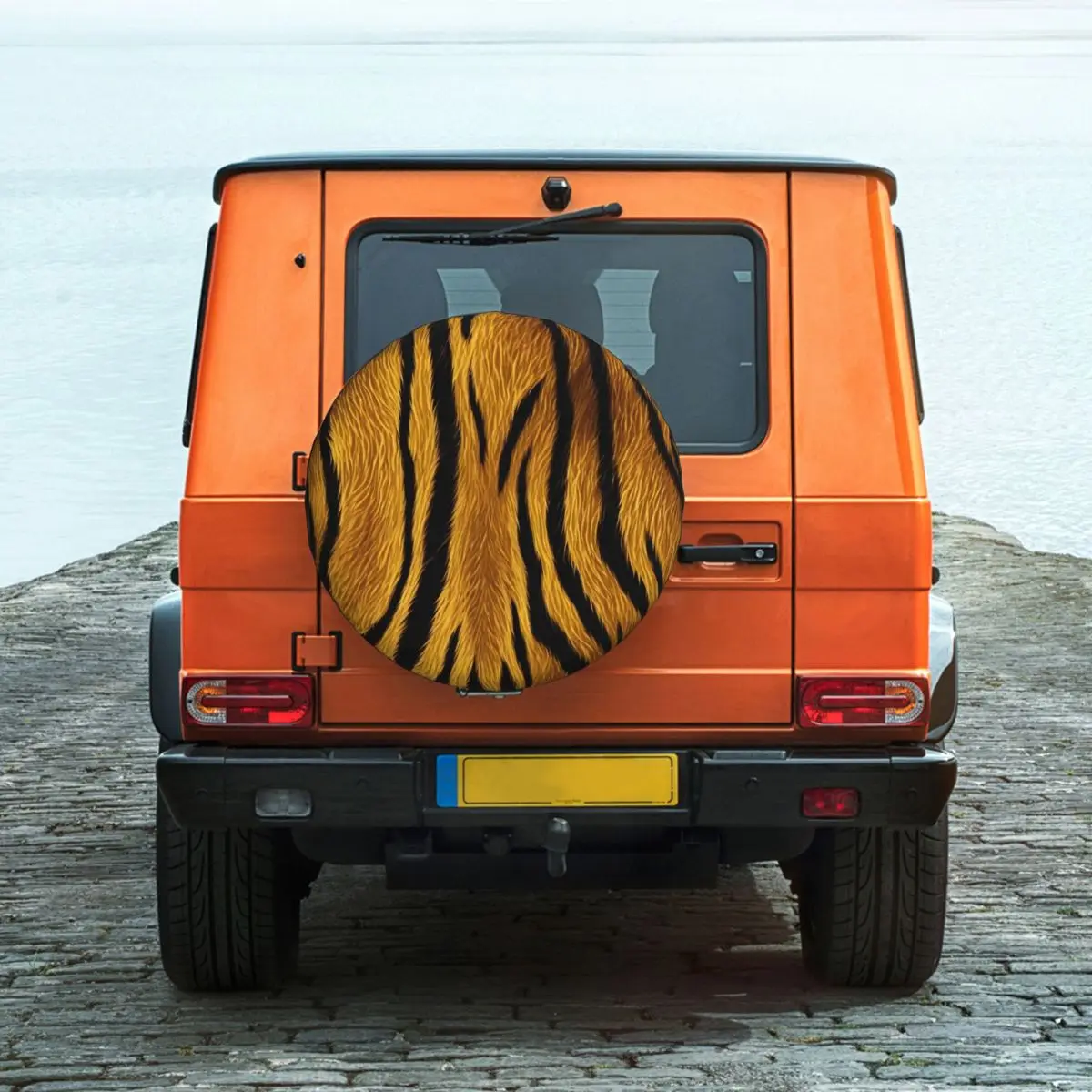 Фото Черный и золотой чехол для запасного колеса Tiger Skin для Jeep Hummer SUV RV, защитные колеса автомобиля, аксессуары 14 дюймов, 15 дюймов, 16 дюймов, 17 дюймов №5
