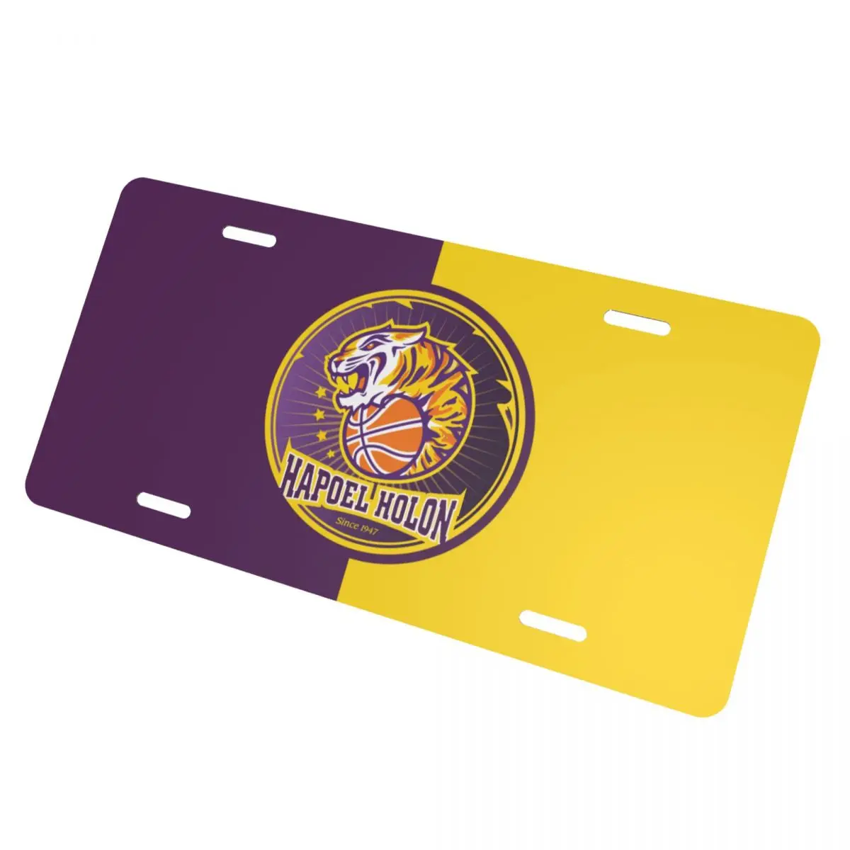 Фото Hapoel Holon, баскетбольный номерной знак, автомобильная бирка, алюминиевый Автомобильный знак, универсальный кронштейн, металлические аксессуары, рамка, пластина из нержавеющей стали №2