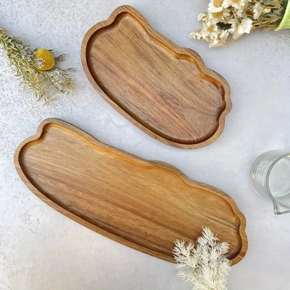Прочный деревянный поднос для чая и кофе в форме облака, блюдо для еды в японском стиле, термоизоляционные подносы для хлеба, закусок, торта, кухонные принадлежности