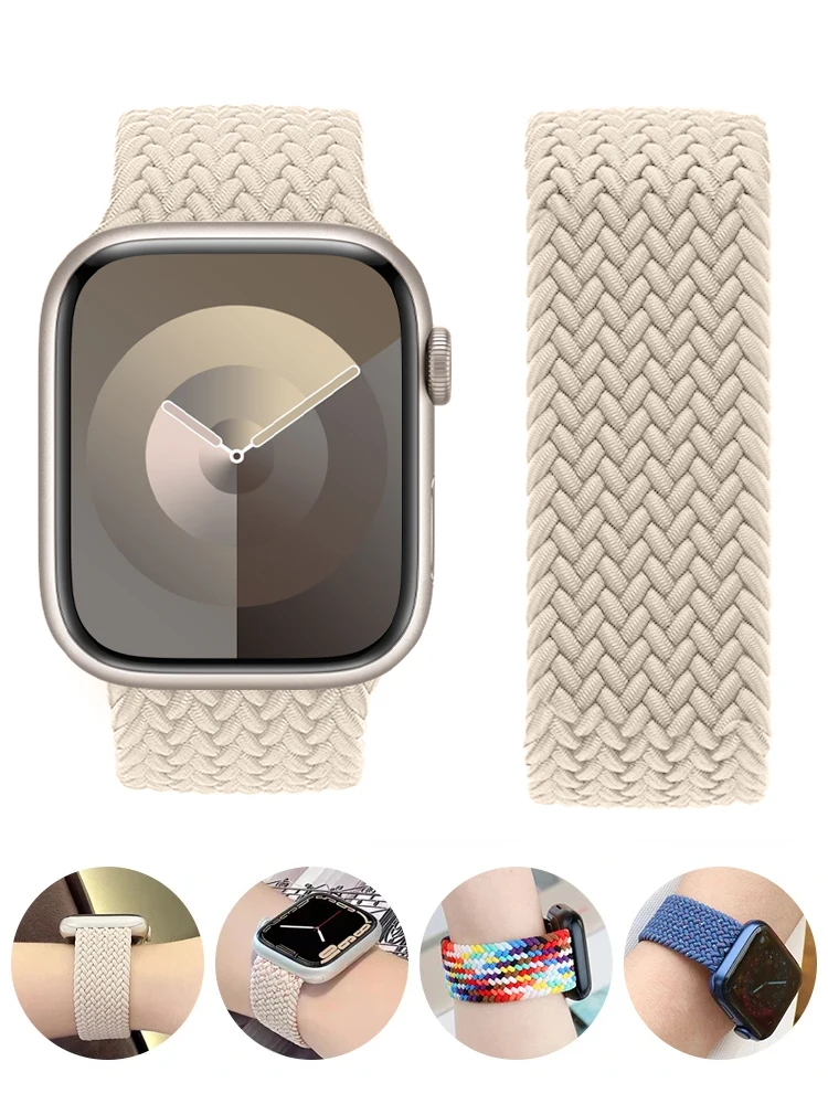 Фото Ремешок для Apple Watch Band 44 мм 40 мм 45 мм 41 мм 42 мм 38 мм 49 мм, плетеный соло-браслет для iWatch Series 9 8 7 se 6 5 4 3 Ultra 2 №2