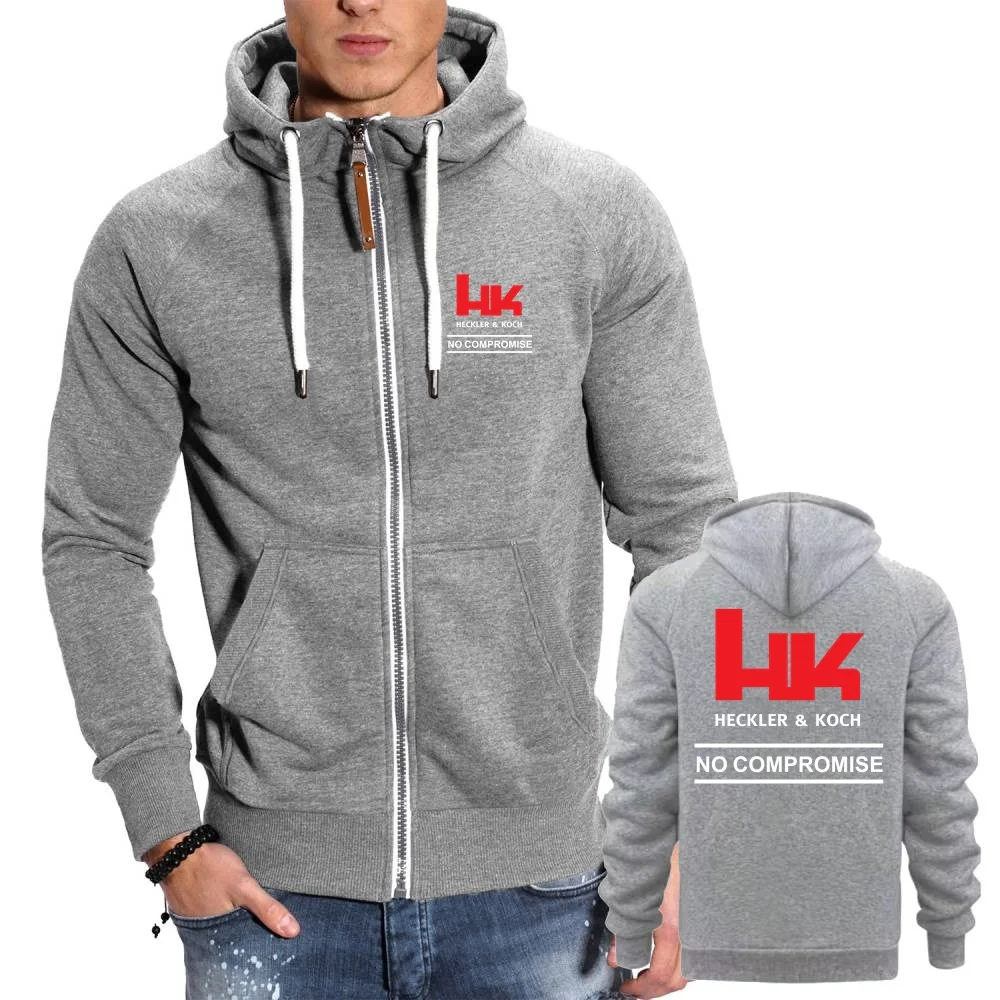 Фото Mens Sweatshirts Hk Heckler Koch No Compromise Fleece Hoodie Jackets Casual Sports Outerwear Retro Youth Hooded Streetwear Coats №4