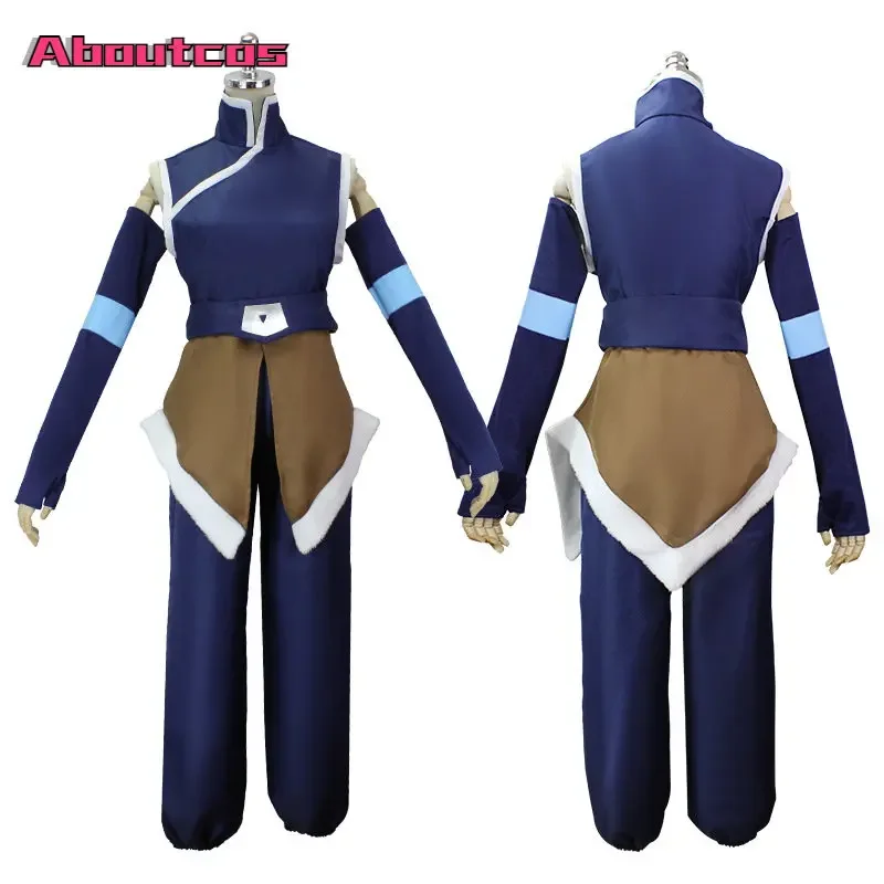 Фото Новый костюм Aboutcos The Legend Season 4 Korra для косплея, аниме, женский костюм, топ и брюки, комплект на Хэллоуин, карнавал, вечеринка Disg *o * №2