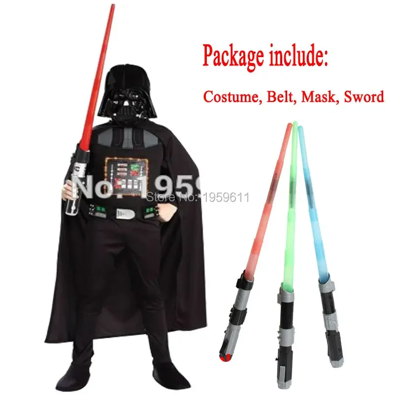 Детские костюмы для косплея Darth, наборы фильмов с мечами и маской, декоративная одежда для Хэллоуина, 2020