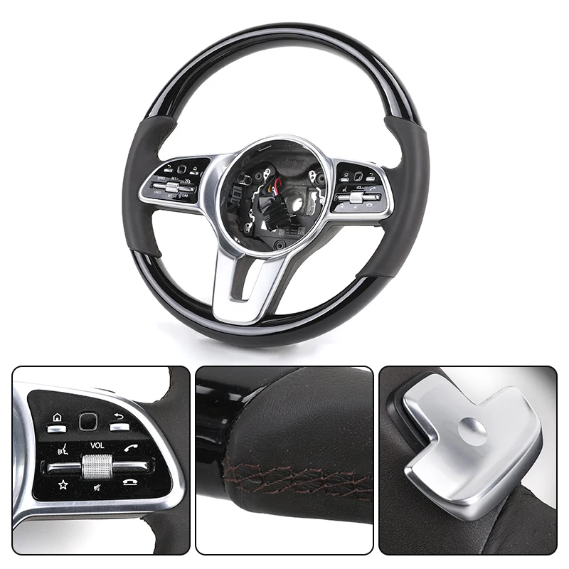 Фото Эксклюзивный деревянный руль из кожи пианино Volant Black для Mercedes Benz S-Class W222 W223 Maybach W247 W246 W242 №2