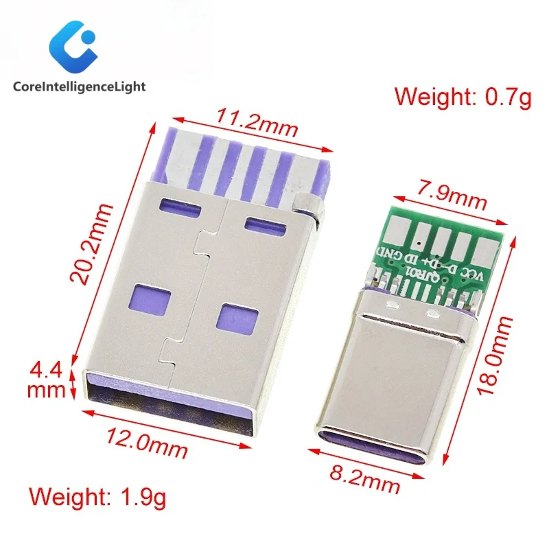 1 комплект быстрой зарядки Type-C USB 65W 5A штекерный разъем для сварки с 5-контактной печатной платой + 6-контактный разъем типа A для зарядки данных USB DIY OTG DIY KIT