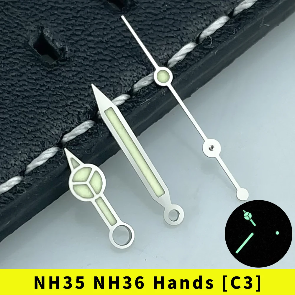 Серебряные часы NH35 NH36 4r35 4r36, набор для рук, модель SUB Style C3 Lume Green Lume, часы с полированной отделкой Nh38 bgw9