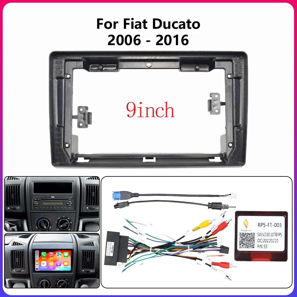 Для Fiat Ducato 2006-2016 9-дюймовый 2 Din автомобильный Android рамка панель лицевой жгут адаптер плеер мультимедийная приборная панель декодер canbus