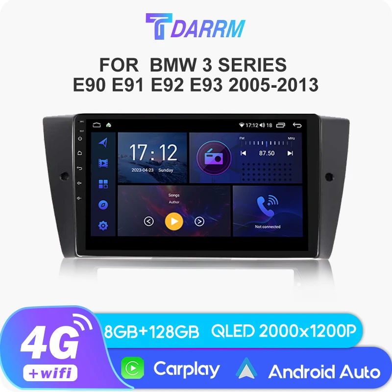 Автомагнитола 9 дюймов Android 13 для BMW 3 серии E90 2005-2013 2Din GPS-навигация 4G Carplay DVD Автомобильный мультимедийный стерео видеоплеер