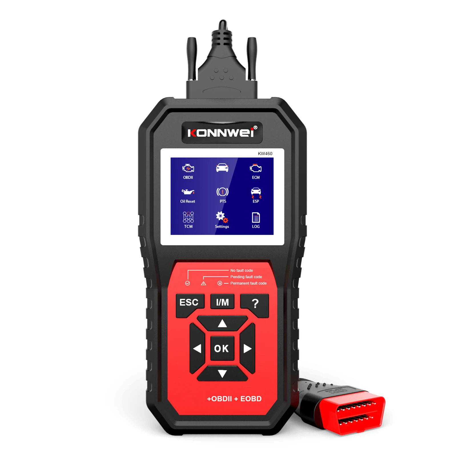 KONNWEI KW460 Все системы OBDII диагностический сканер с 10-мя языками для чтения кодов неисправностей двигателя автомобиля