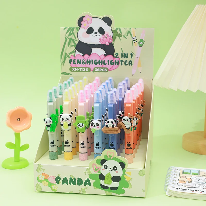 36 шт./лот Kawaii Panda, 6 цветов, маркер для письма, милая гелевая ручка с черными чернилами 0,5 мм, школьные канцелярские принадлежности