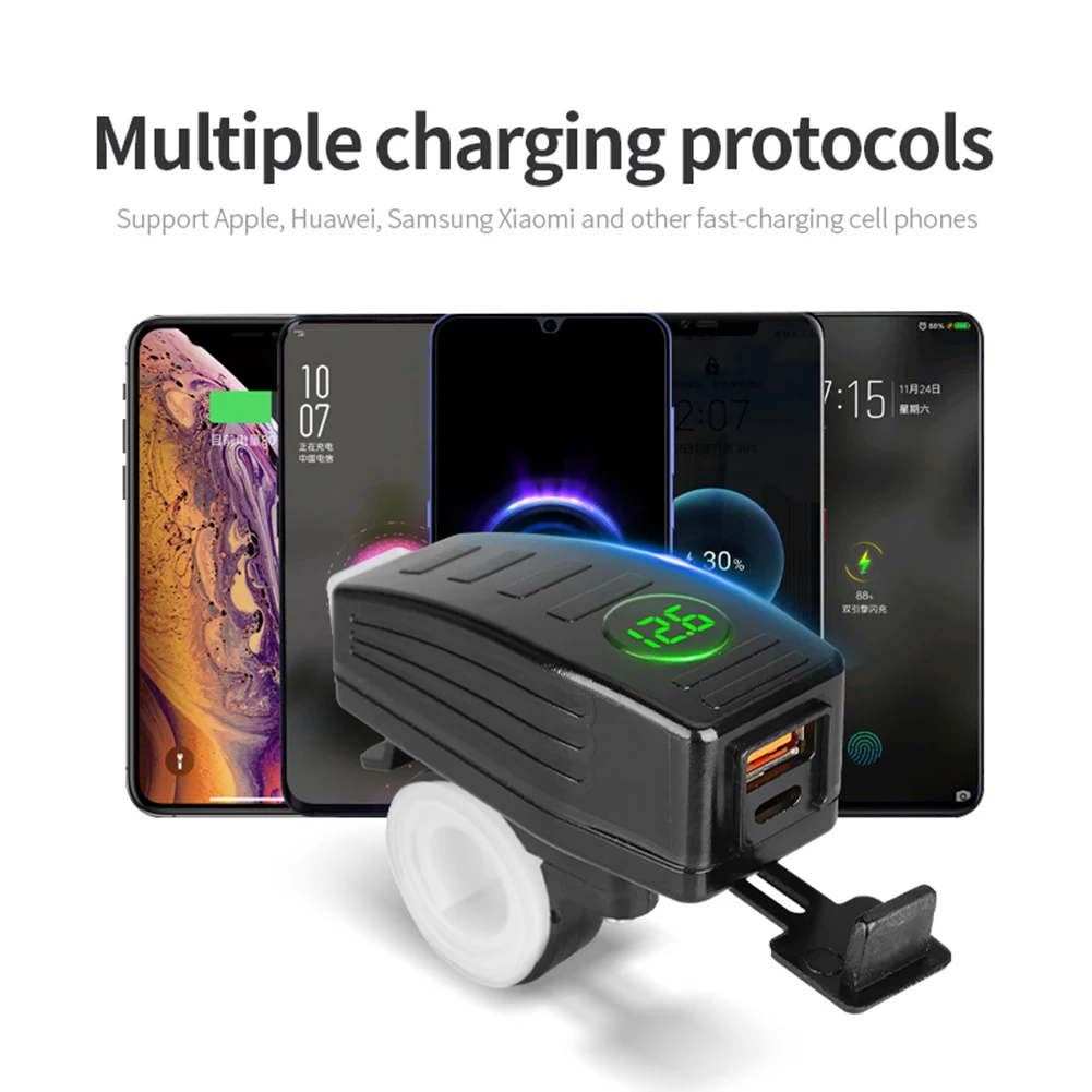 1 шт., зарядное устройство для мотоцикла с двумя USB-портами