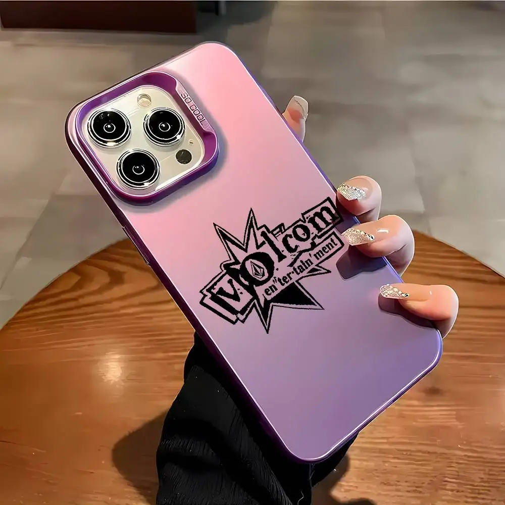 Фото Чехол для телефона Desigh volcom для IPhone 16 Pro Max 15 14 13 12 XS Plus 11, модный матовый противоударный чехол с лазерным градиентом Aurora №4